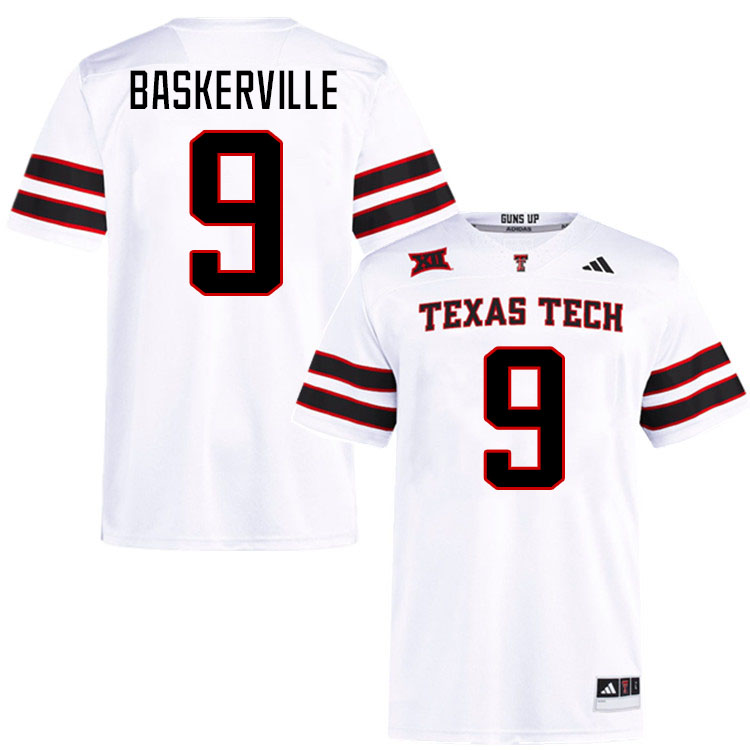 #9 C.J. Baskerville Texas Tech Red Raiders Jerseys College Football Uniforms Stitched-White